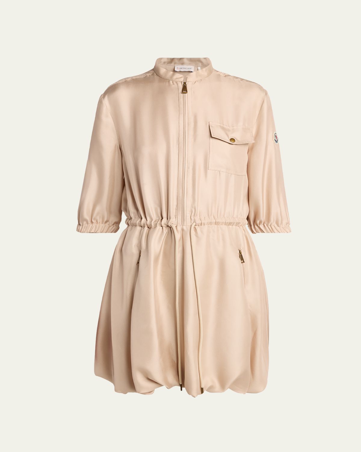 Moncler Silk Twill Mini Shirtdress