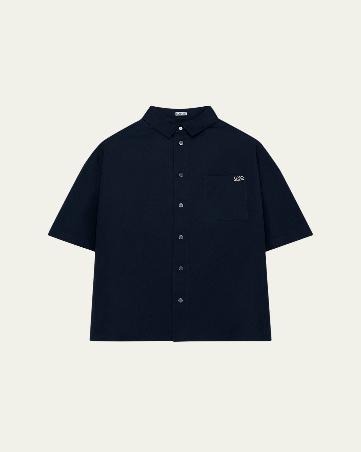 Loewe Men's Short-Sleeve Heavy Cotton Button-Front Shirt | Thumbnail 6 Loewe Men's Short-Sleeve Heavy Cotton Button-Front Shirt | Thumbnail 6