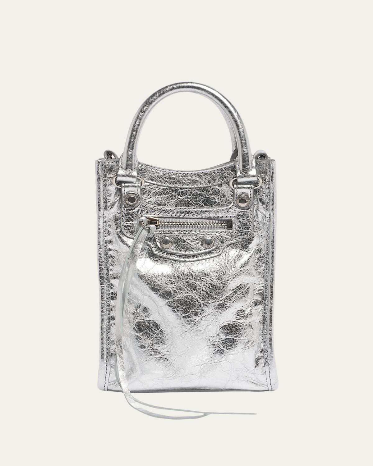 Balenciaga Le City Metallic Leather Tote Phone Holder | Thumbnail 6 Balenciaga Le City Metallic Leather Tote Phone Holder | Thumbnail 6