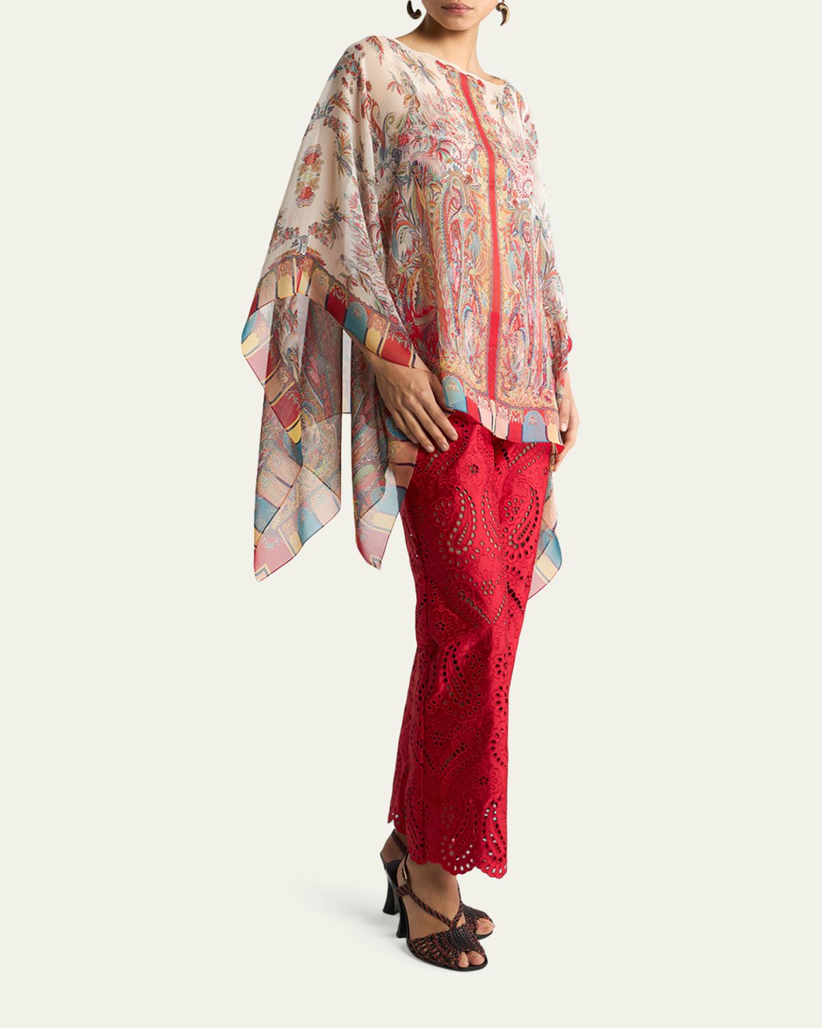 Etro Paisley Foliage Motif Silk Poncho Top | Thumbnail 2 Etro Paisley Foliage Motif Silk Poncho Top | Thumbnail 2