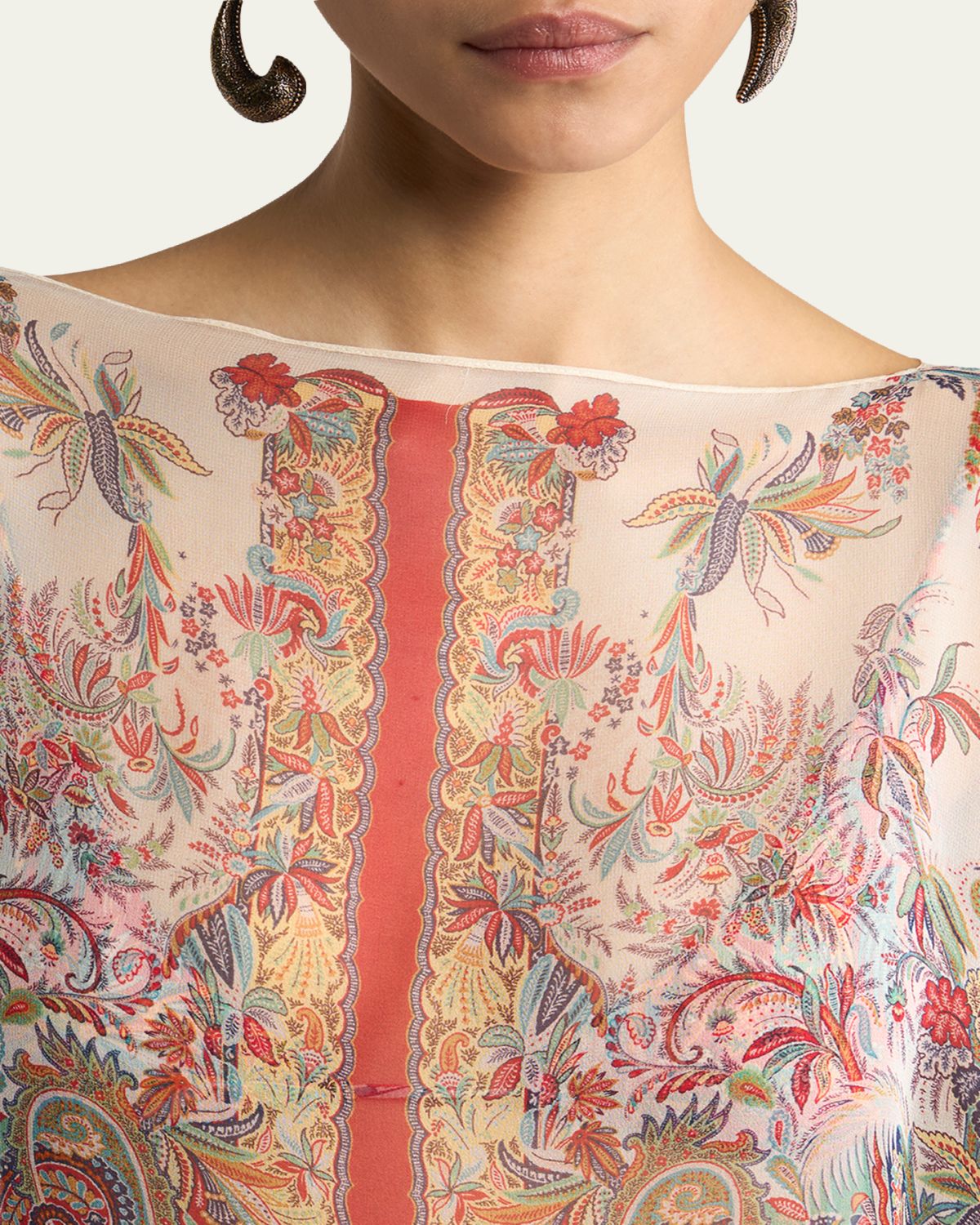 Etro Paisley Foliage Motif Silk Poncho Top | Thumbnail 4 Etro Paisley Foliage Motif Silk Poncho Top | Thumbnail 4