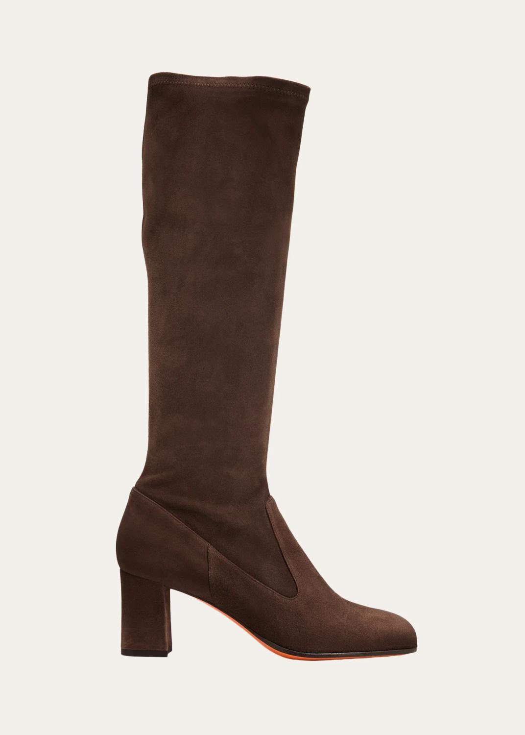 Santoni 65mm Suede Knee-High Boots