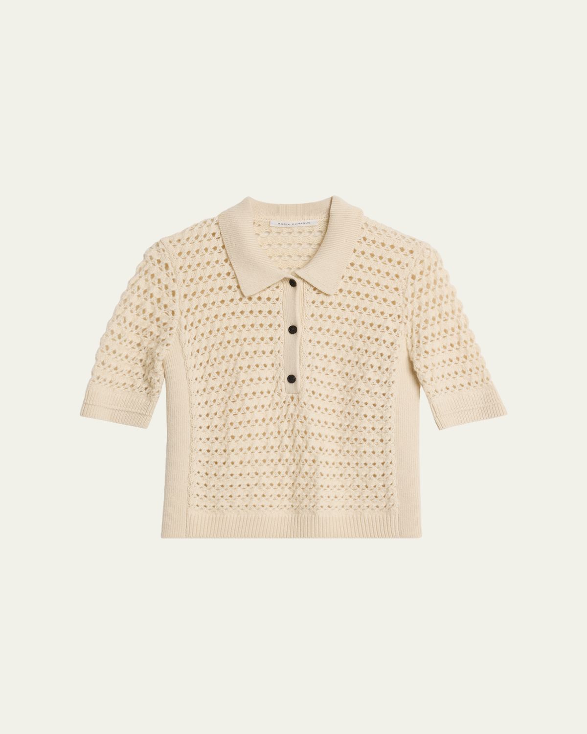 MARIA MCMANUS Cashmere and Cotton Lace Crochet Polo Shirt | Thumbnail 6 MARIA MCMANUS Cashmere and Cotton Lace Crochet Polo Shirt | Thumbnail 6