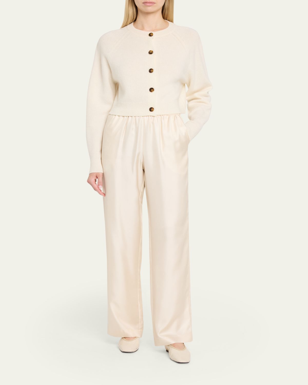 Loulou De Saison Alera Silk Straight-Leg Pull-On Pants | Thumbnail 2