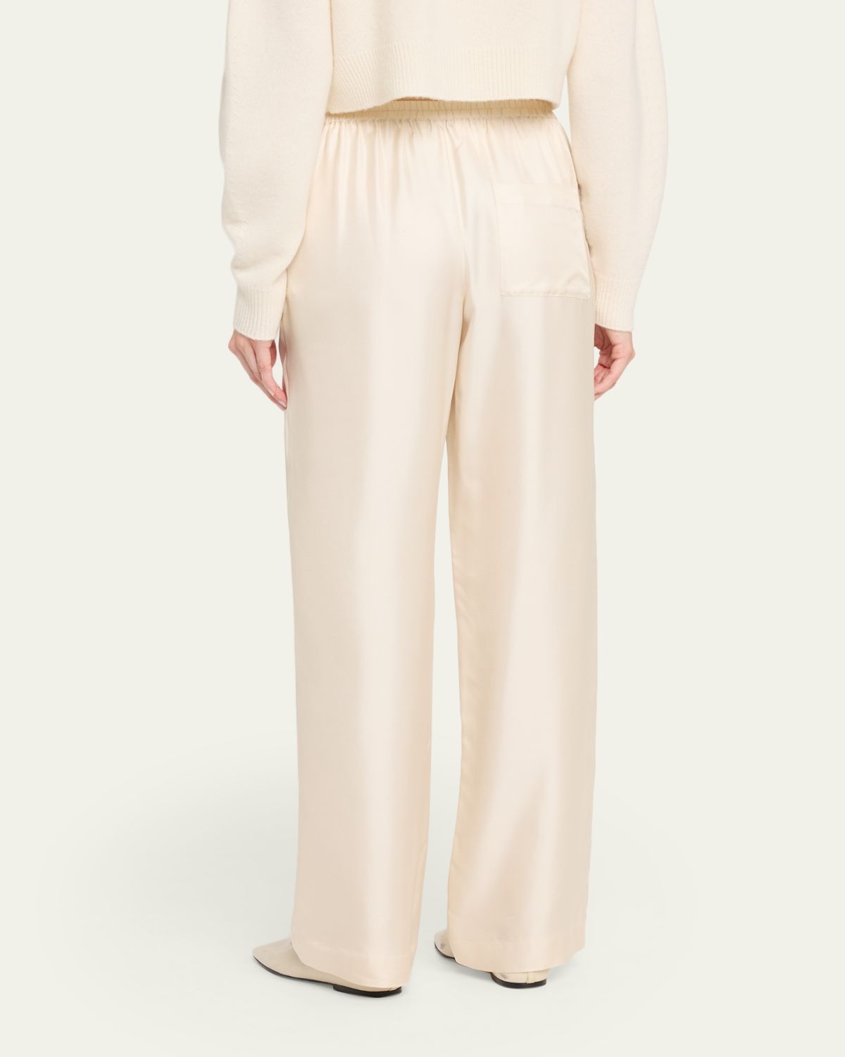 Loulou De Saison Alera Silk Straight-Leg Pull-On Pants | Thumbnail 3