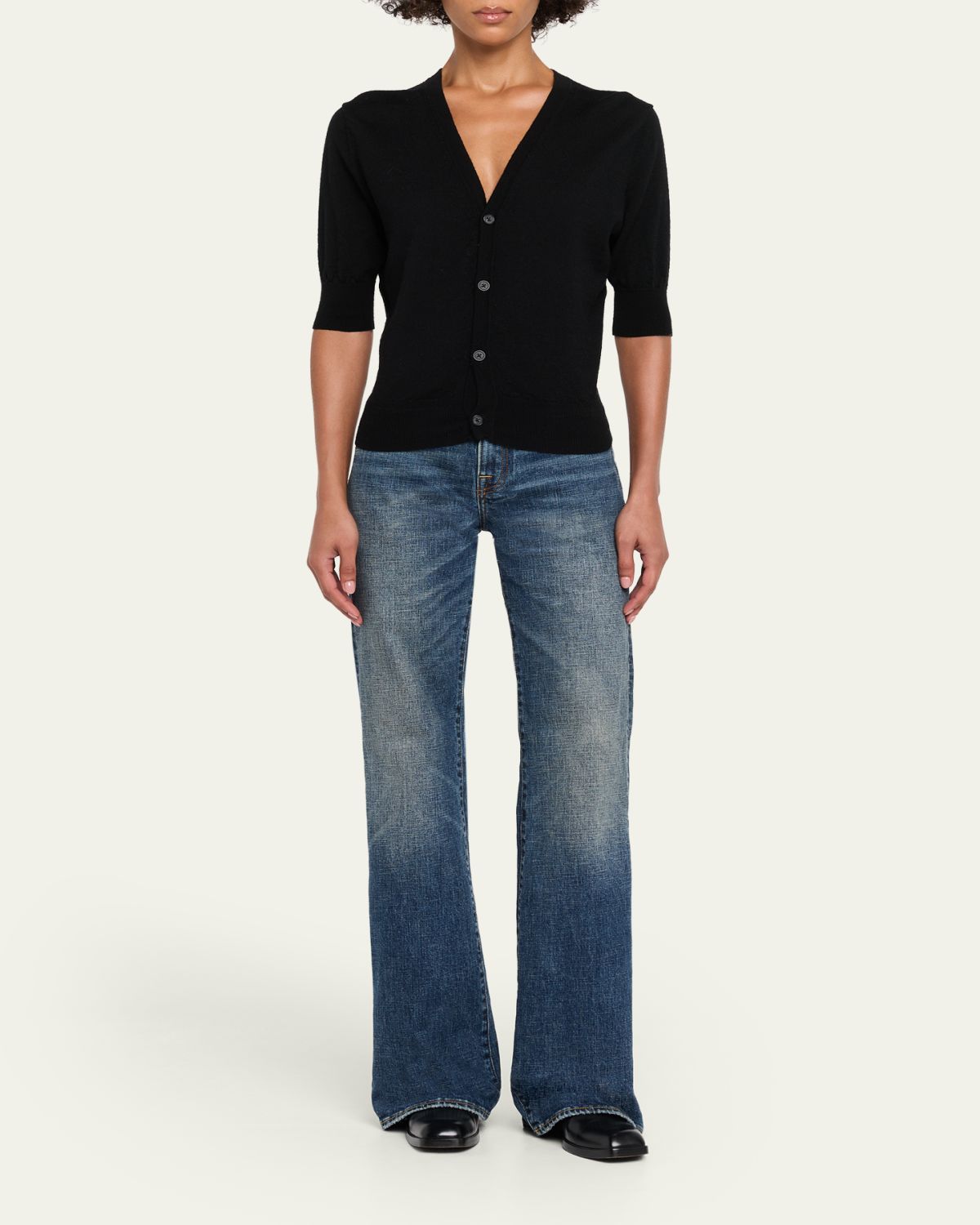 R13 Elbow-Sleeve Split-Hem Wool Sweater | Thumbnail 2 R13 Elbow-Sleeve Split-Hem Wool Sweater | Thumbnail 2