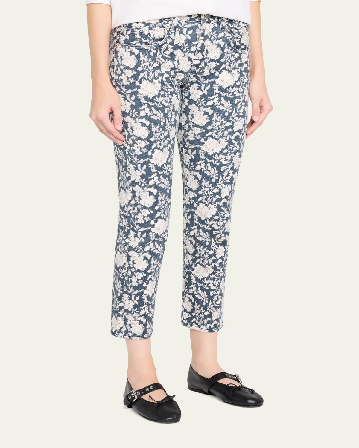 R13 Floral Boy Straight Cropped Jeans | Thumbnail 4 R13 Floral Boy Straight Cropped Jeans | Thumbnail 4
