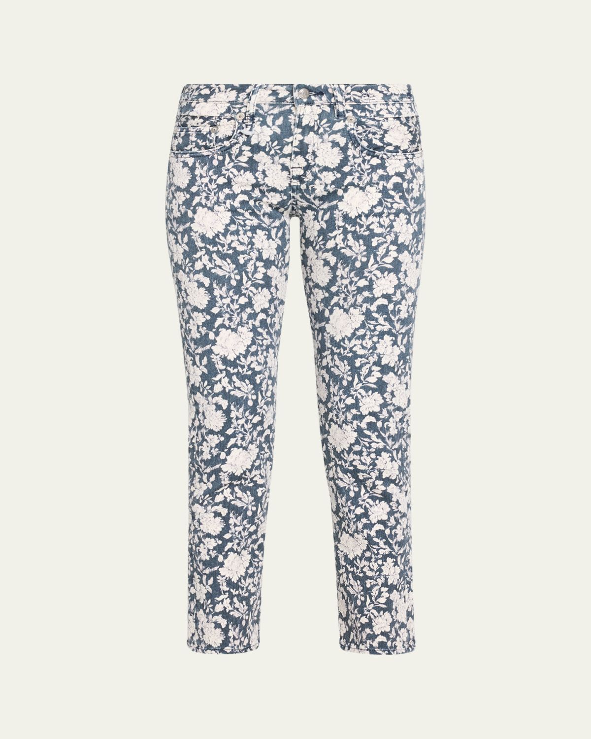 R13 Floral Boy Straight Cropped Jeans