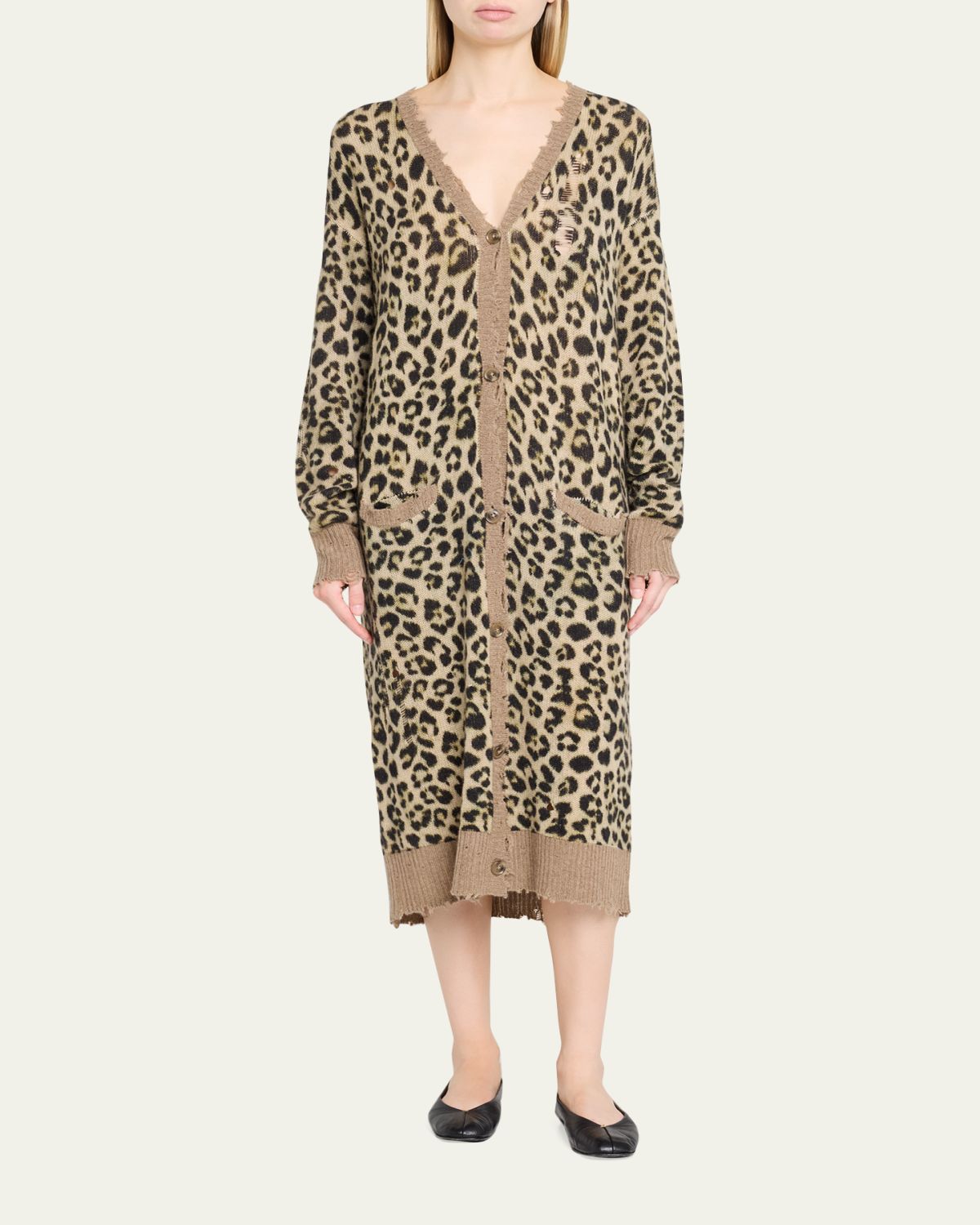 R13 Leopard-Print Long Cashmere Cardigan | Thumbnail 2 R13 Leopard-Print Long Cashmere Cardigan | Thumbnail 2