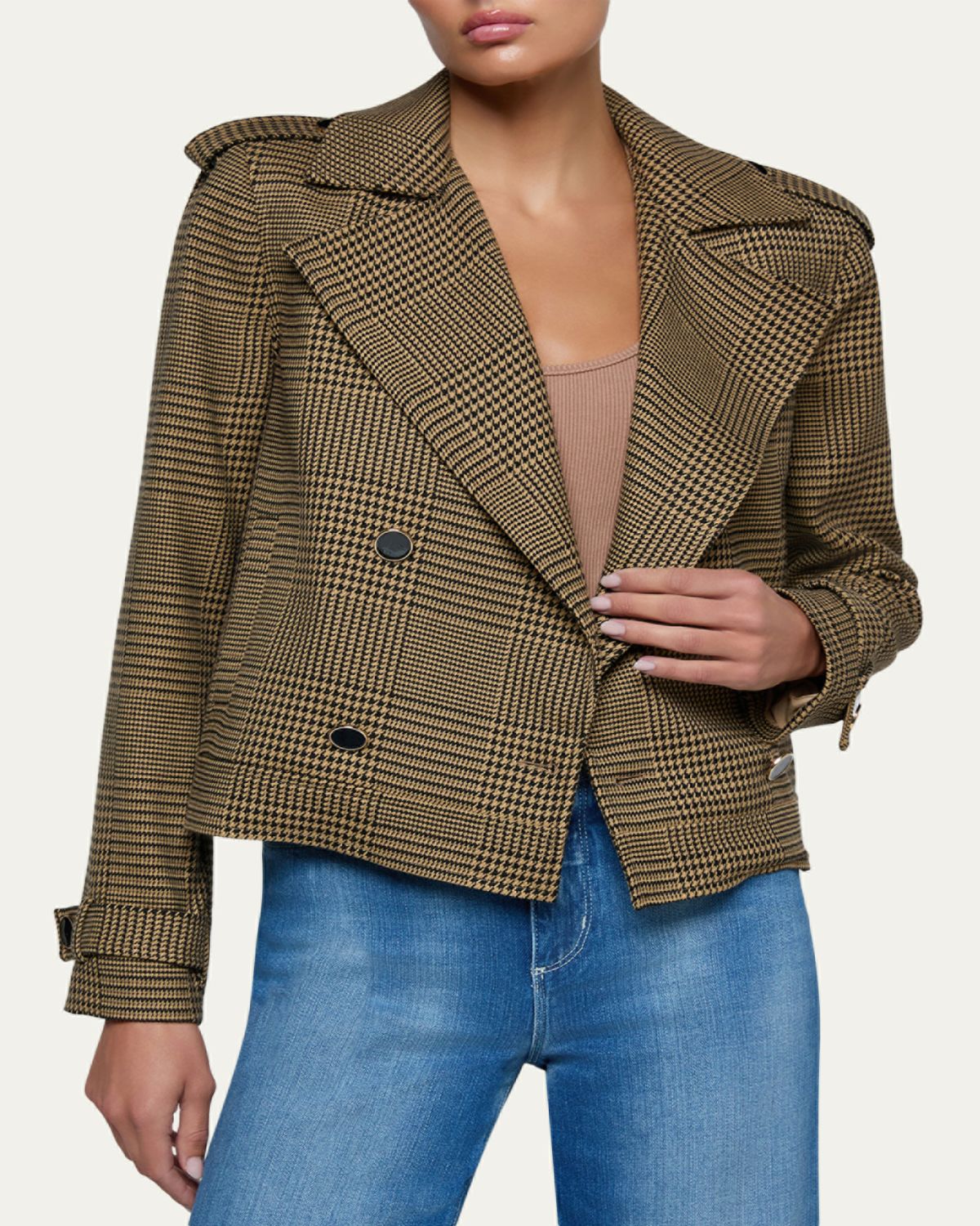 L'Agence Xoey Houndstooth Cropped Trench Coat | Thumbnail 4 L'Agence Xoey Houndstooth Cropped Trench Coat | Thumbnail 4