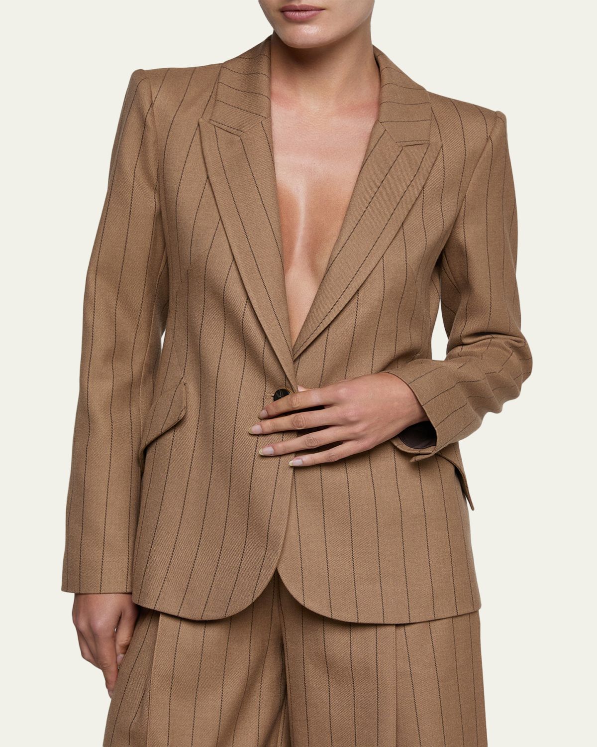L'Agence Chamberlain Pinstriped Single-Breasted Blazer | Thumbnail 4