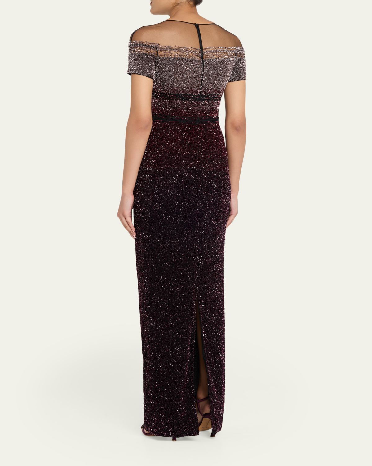 Pamella Roland Short-Sleeve Signature Sequined Column Gown | Thumbnail 3 Pamella Roland Short-Sleeve Signature Sequined Column Gown | Thumbnail 3