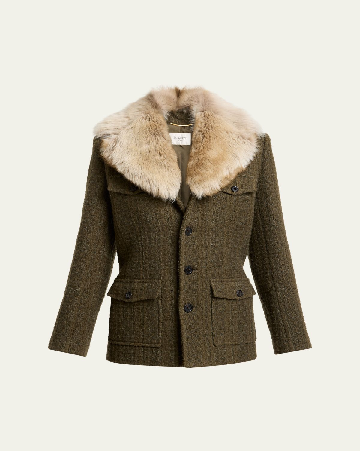 Saint Laurent Jacket with Removable Shearling Collar - Women's Clothing
