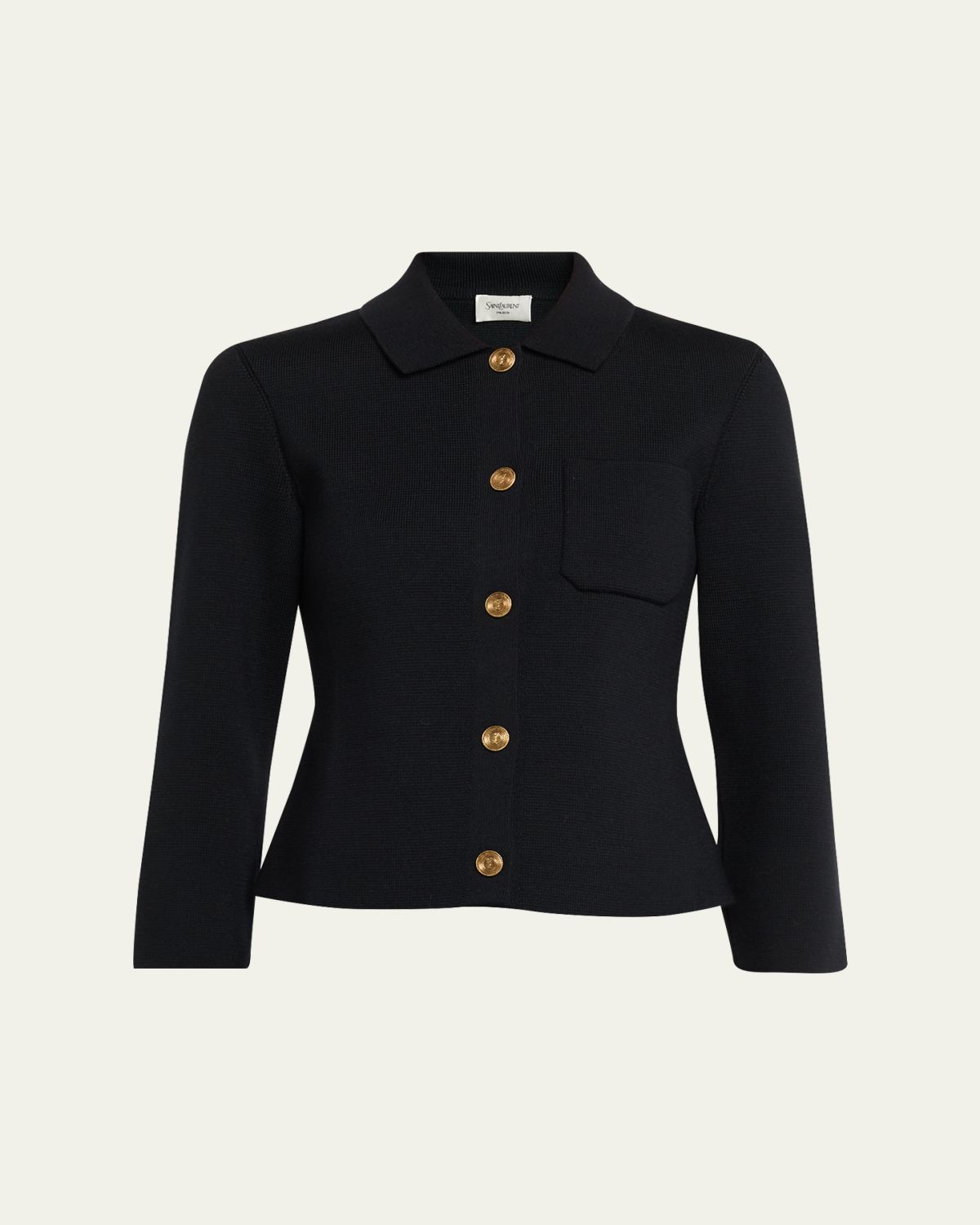 Saint Laurent Wool Button-Front Polo Cardigan | Thumbnail 6 Saint Laurent Wool Button-Front Polo Cardigan | Thumbnail 6