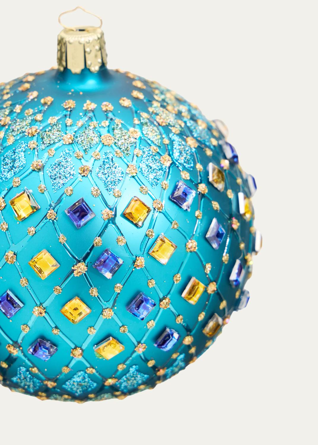 Bergdorf Goodman Blue Green Rhinestone Ball Christmas Ornament | Thumbnail 2 Bergdorf Goodman Blue Green Rhinestone Ball Christmas Ornament | Thumbnail 2