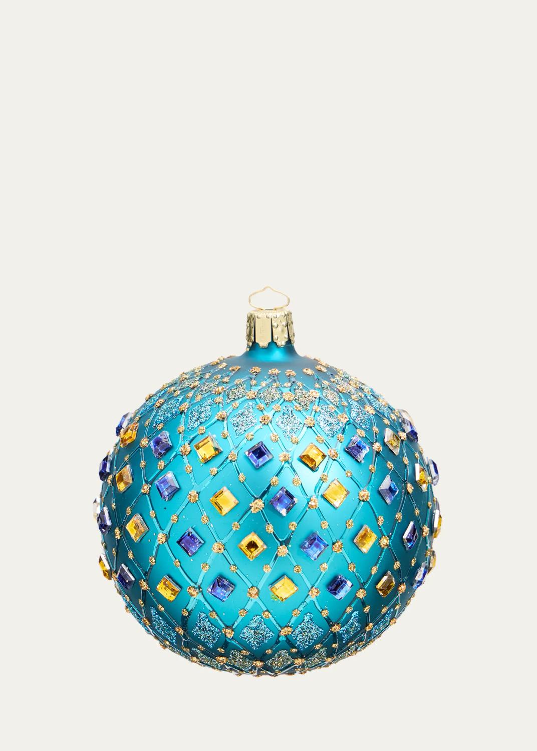 Blue Green Rhinestone Ball Christmas Ornament Blue Green Rhinestone Ball Christmas Ornament