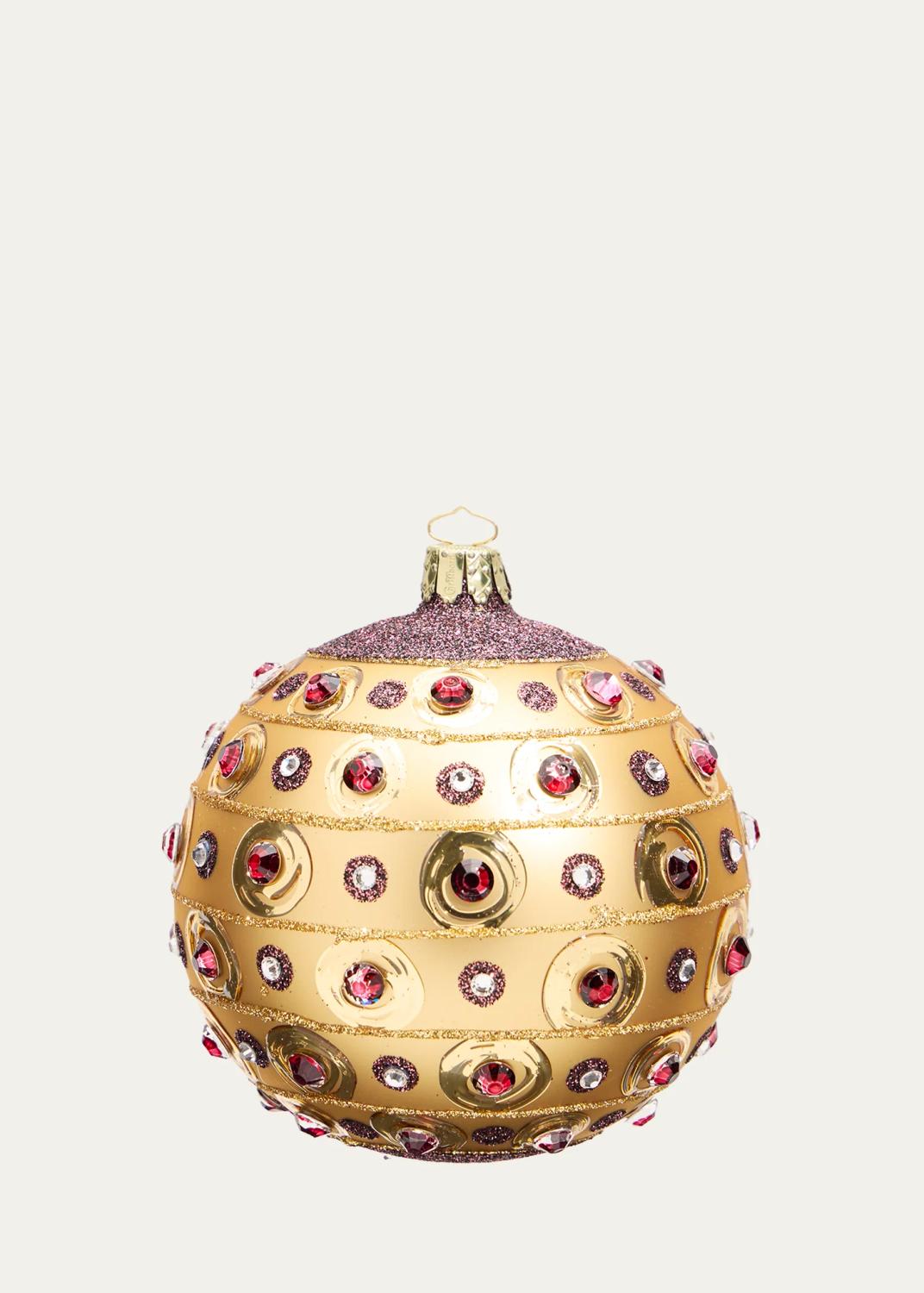 Glitter-Embellished Gold Ball Christmas Ornament Glitter-Embellished Gold Ball Christmas Ornament