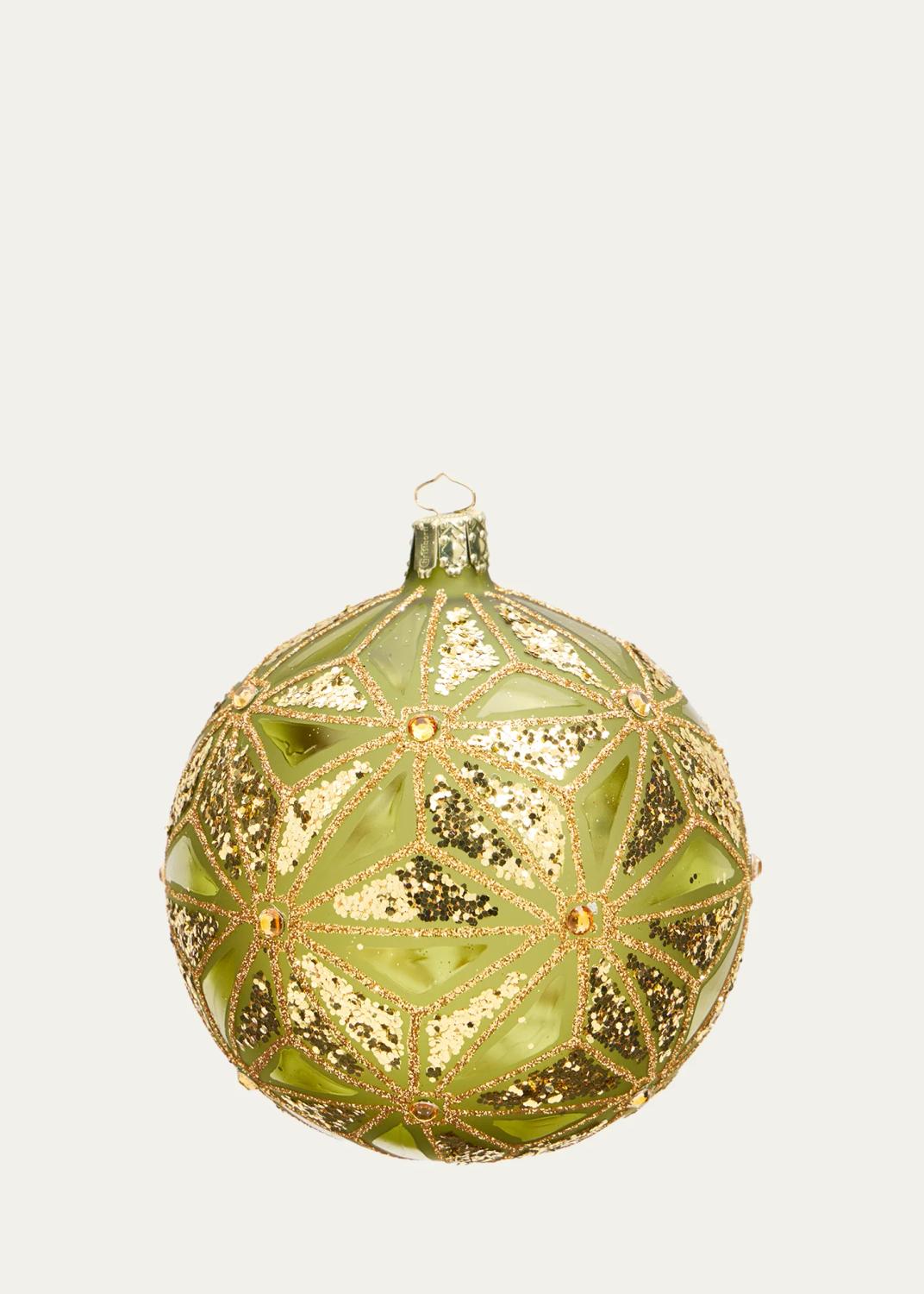 Deco Glitter-Embellished Green Ball Christmas Ornament Deco Glitter-Embellished Green Ball Christmas Ornament