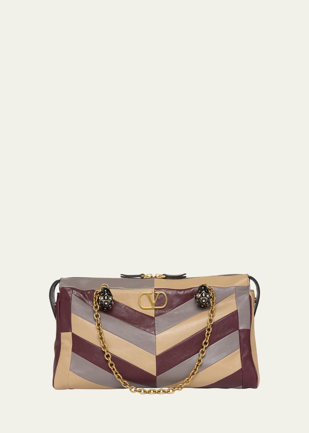 Panthea Medium Chevron Leather Shoulder Bag Panthea Medium Chevron Leather Shoulder Bag