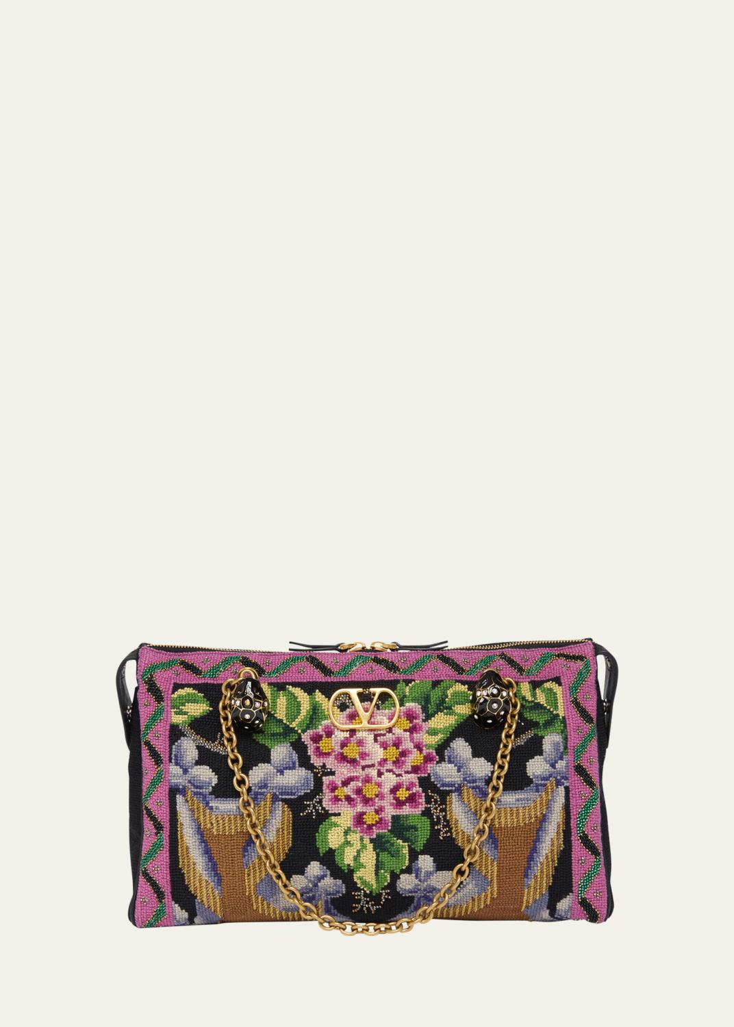 Panthea Medium Floral Embroidered Shoulder Bag Panthea Medium Floral Embroidered Shoulder Bag