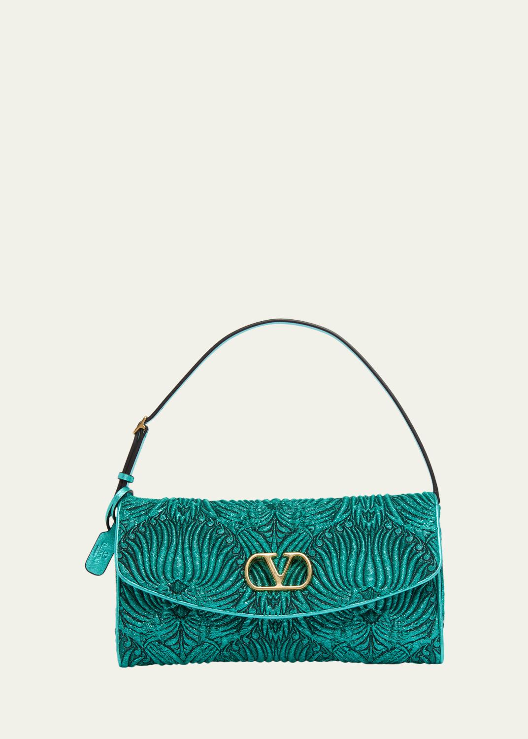 Devain Metallic Jacquard Top-Handle Bag Devain Metallic Jacquard Top-Handle Bag