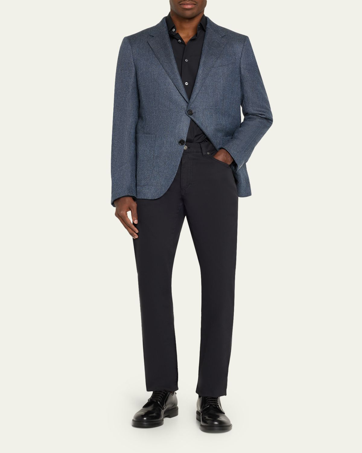 ZEGNA Men's Wool and Cotton Chevron Single-Breasted Sport Coat | Thumbnail 2