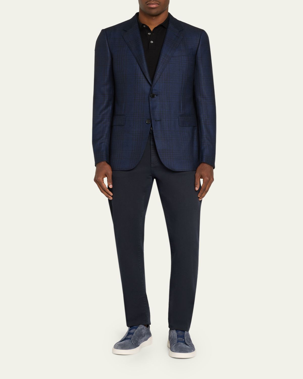 ZEGNA Men's Cashmere and Silk Check Single-Breasted Sport Coat | Thumbnail 2