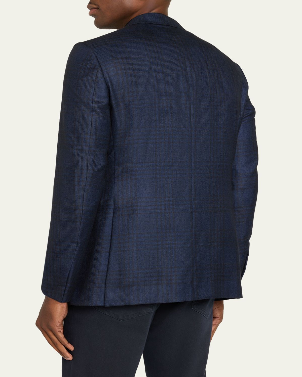 ZEGNA Men's Cashmere and Silk Check Single-Breasted Sport Coat | Thumbnail 3