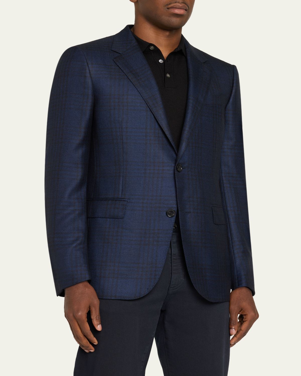 ZEGNA Men's Cashmere and Silk Check Single-Breasted Sport Coat | Thumbnail 4
