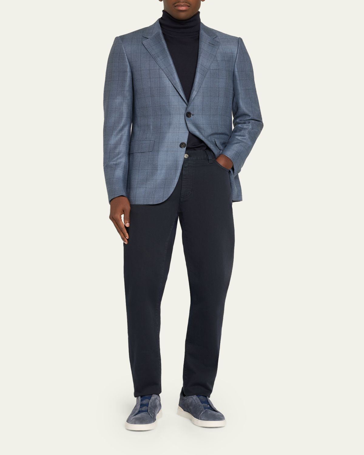 ZEGNA Men's Cashmere and Silk Plaid Sport Coat | Thumbnail 2