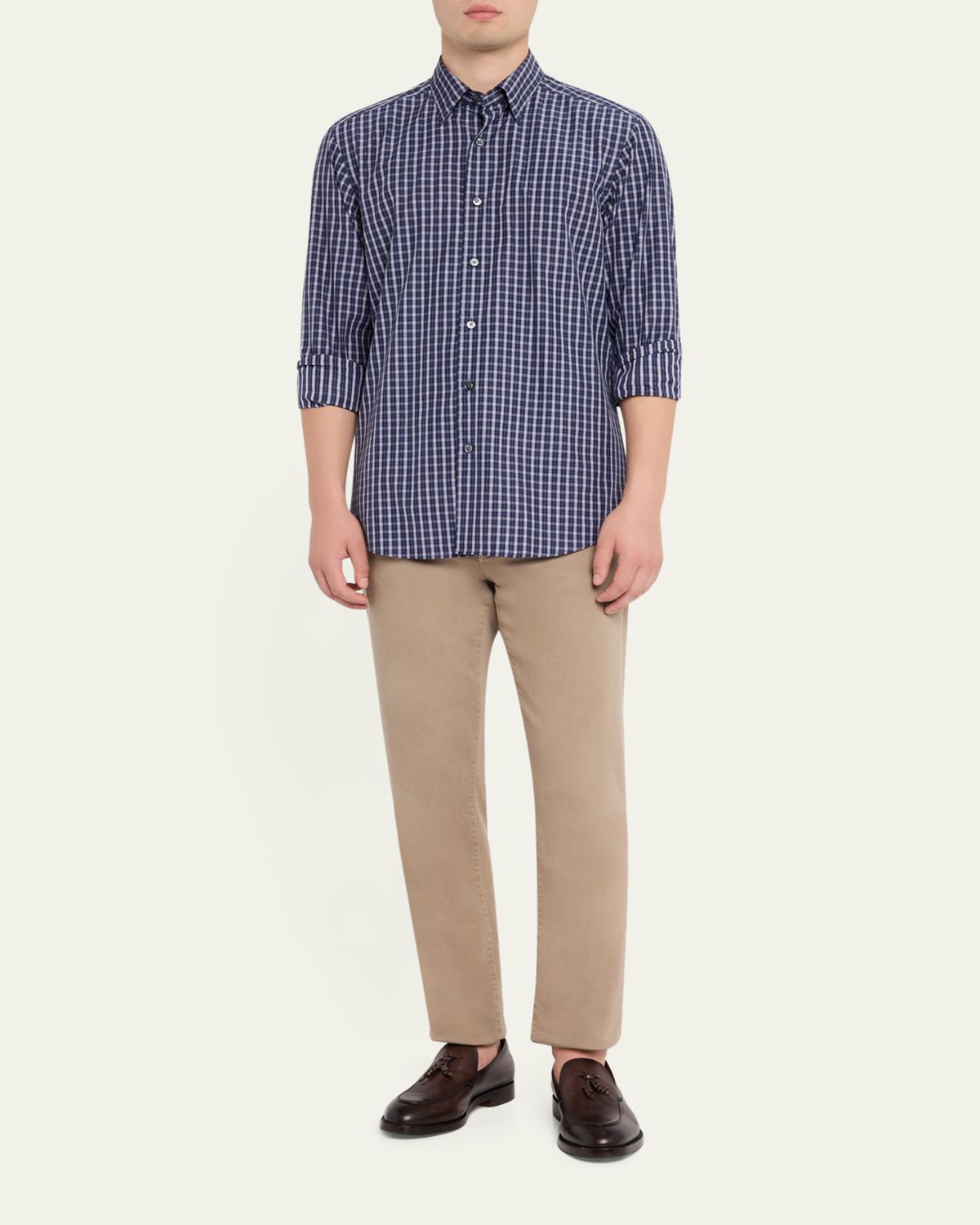 ZEGNA Men's Centoquaranta Cotton Plaid Button-Front Shirt | Thumbnail 2