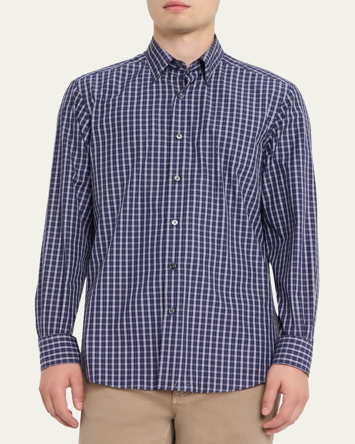 ZEGNA Men's Centoquaranta Cotton Plaid Button-Front Shirt | Thumbnail 4