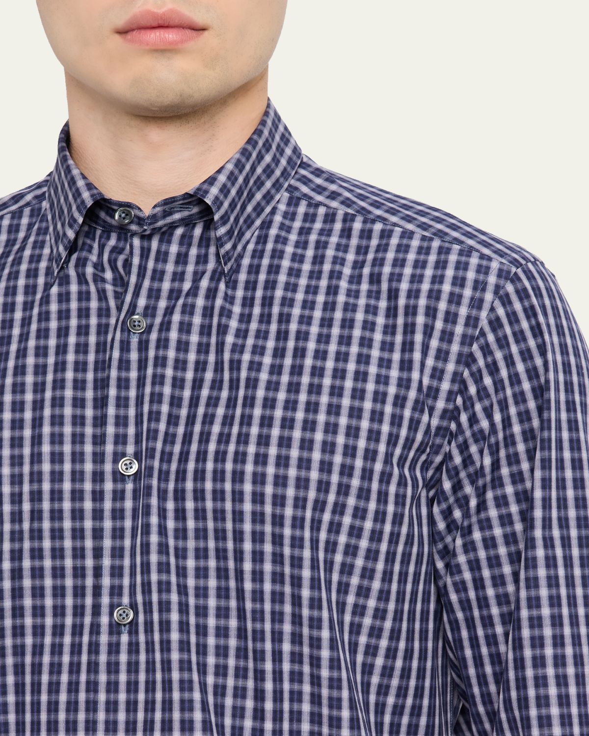 ZEGNA Men's Centoquaranta Cotton Plaid Button-Front Shirt | Thumbnail 5