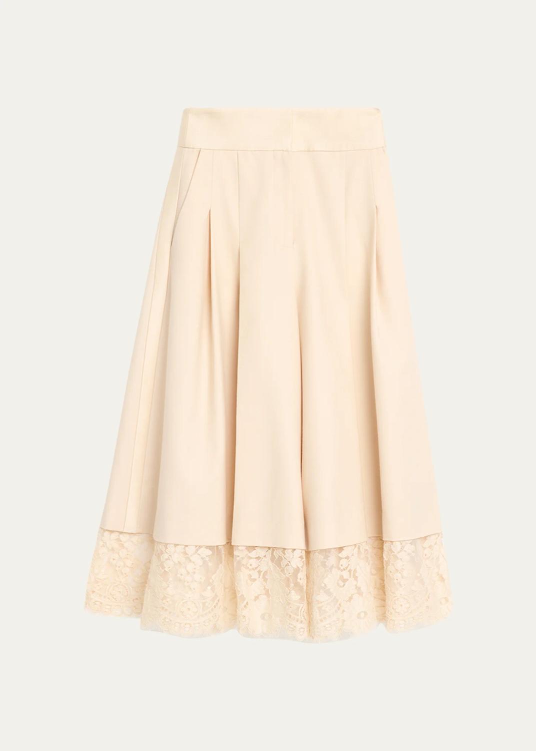 Valiant Lace-Hem Stretch-Wool Skirt Valiant Lace-Hem Stretch-Wool Skirt