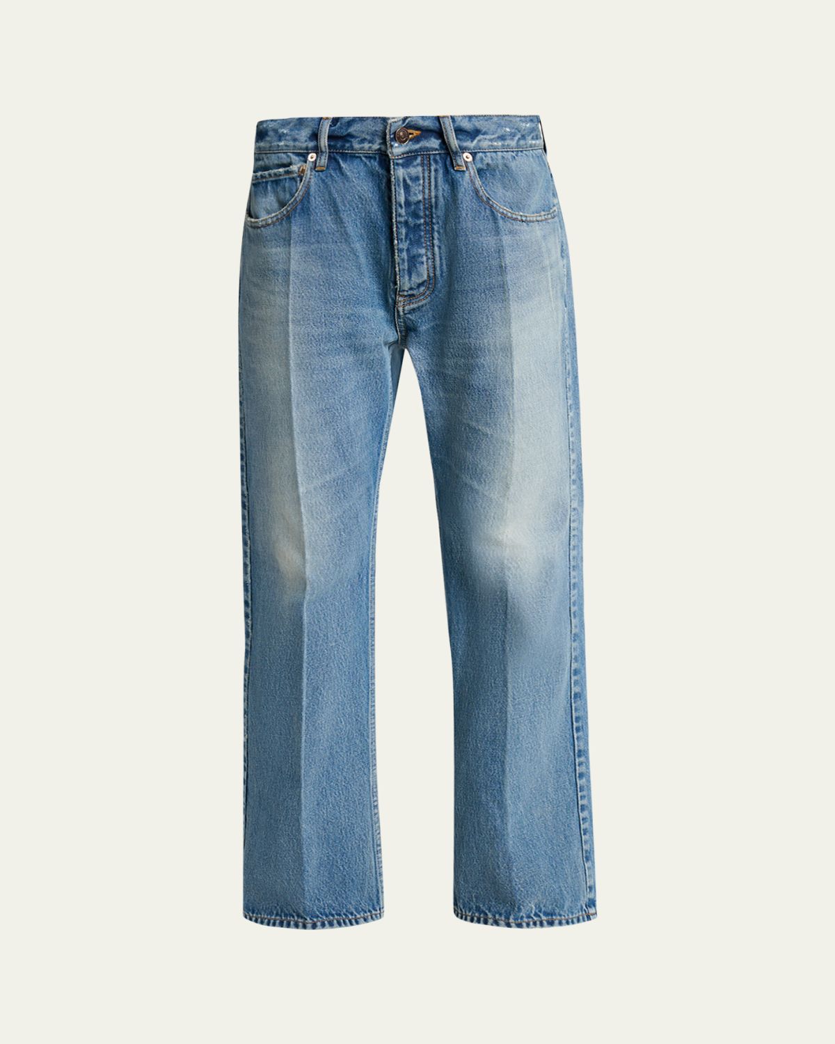 Balenciaga Mid-Rise Faded Denim Straight-Leg Jeans | Thumbnail 6