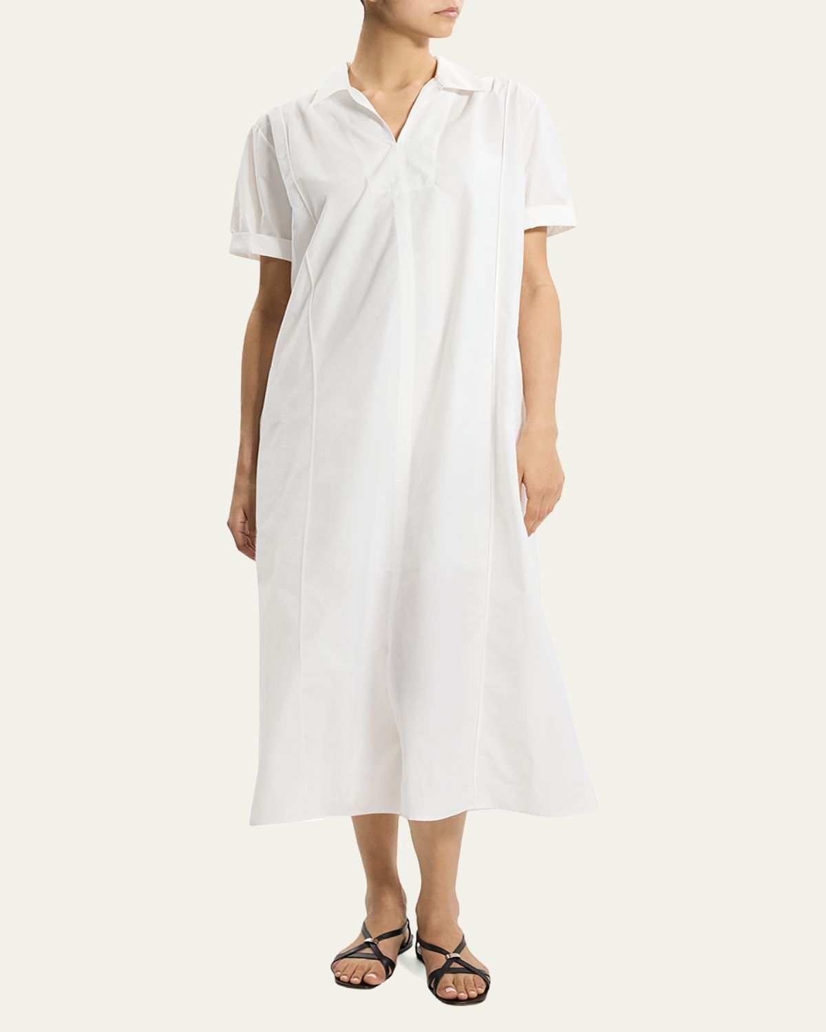 Theory Short-Sleeve Poplin Popover Maxi Dress | Thumbnail 2