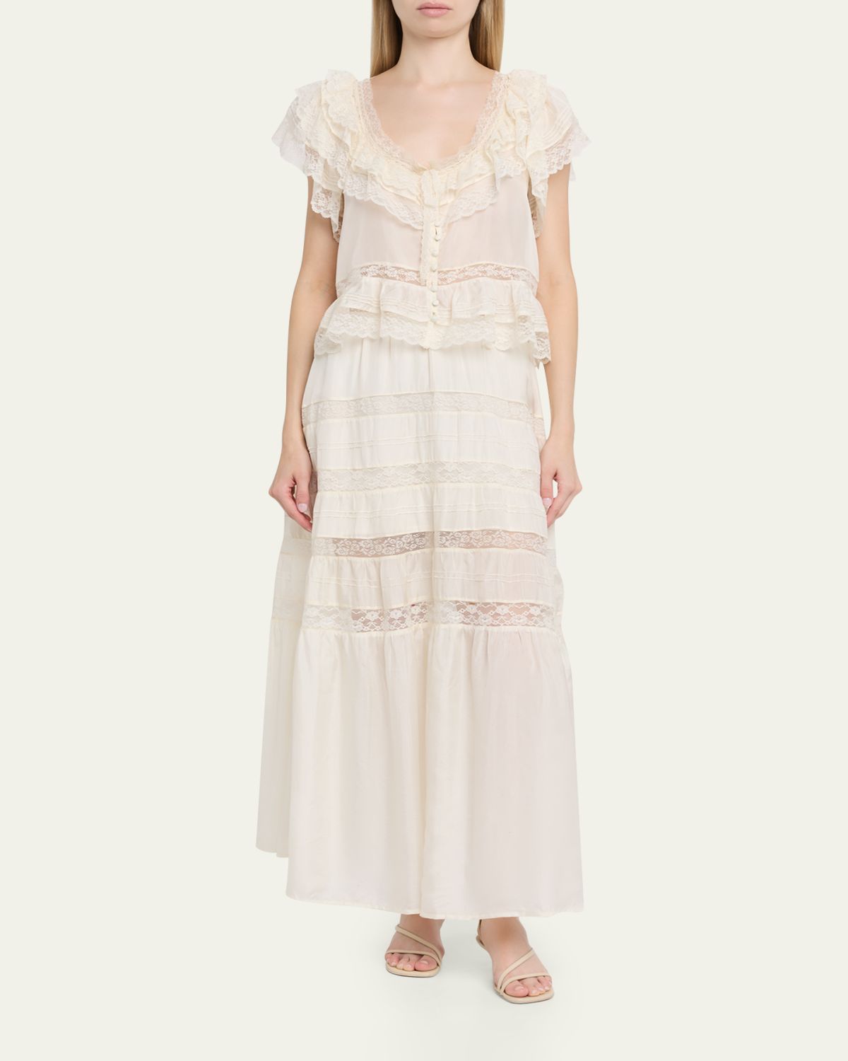 LoveShackFancy Nivine Silk Lace Maxi Skirt | Thumbnail 2