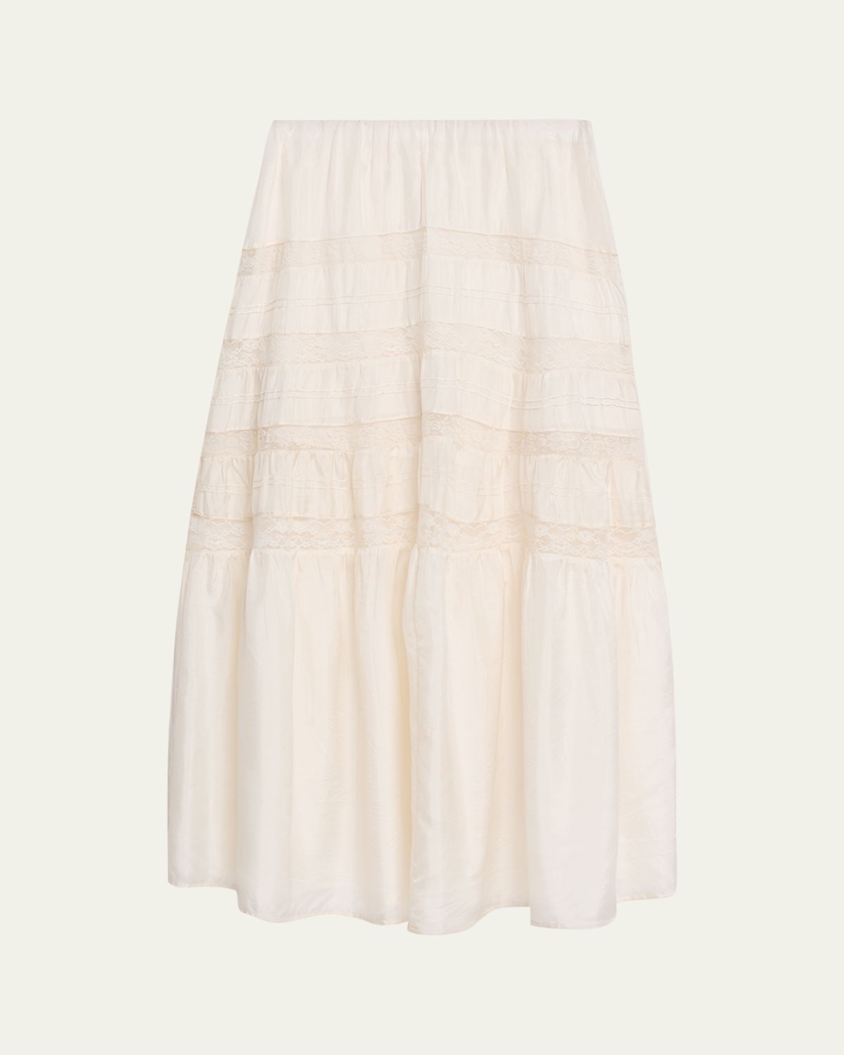 LoveShackFancy Nivine Silk Lace Maxi Skirt