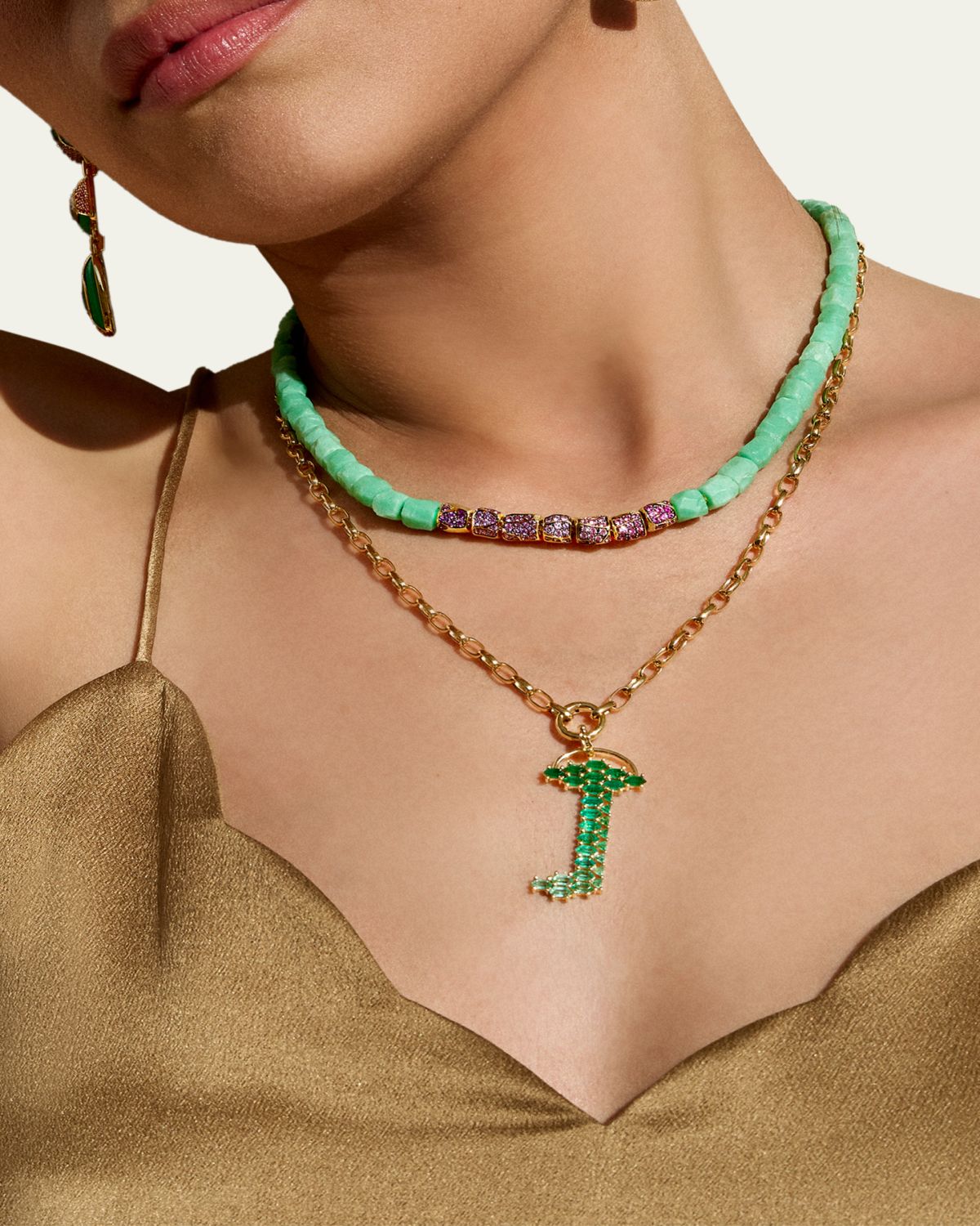 Emily P. Wheeler Nugget Necklace with Sapphires and Chrysoprase | Thumbnail 2