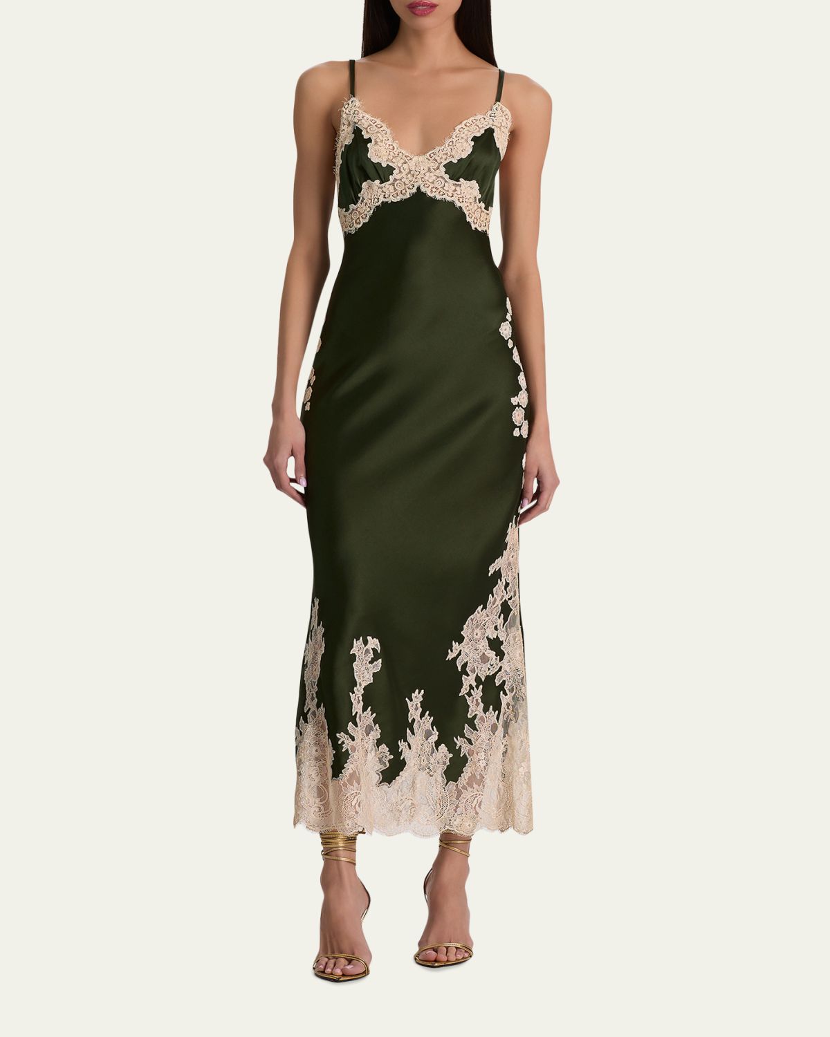 ALICE + OLIVIA Julietta Cutaway Lace-Trim Satin Dress | Thumbnail 2 ALICE + OLIVIA Julietta Cutaway Lace-Trim Satin Dress | Thumbnail 2
