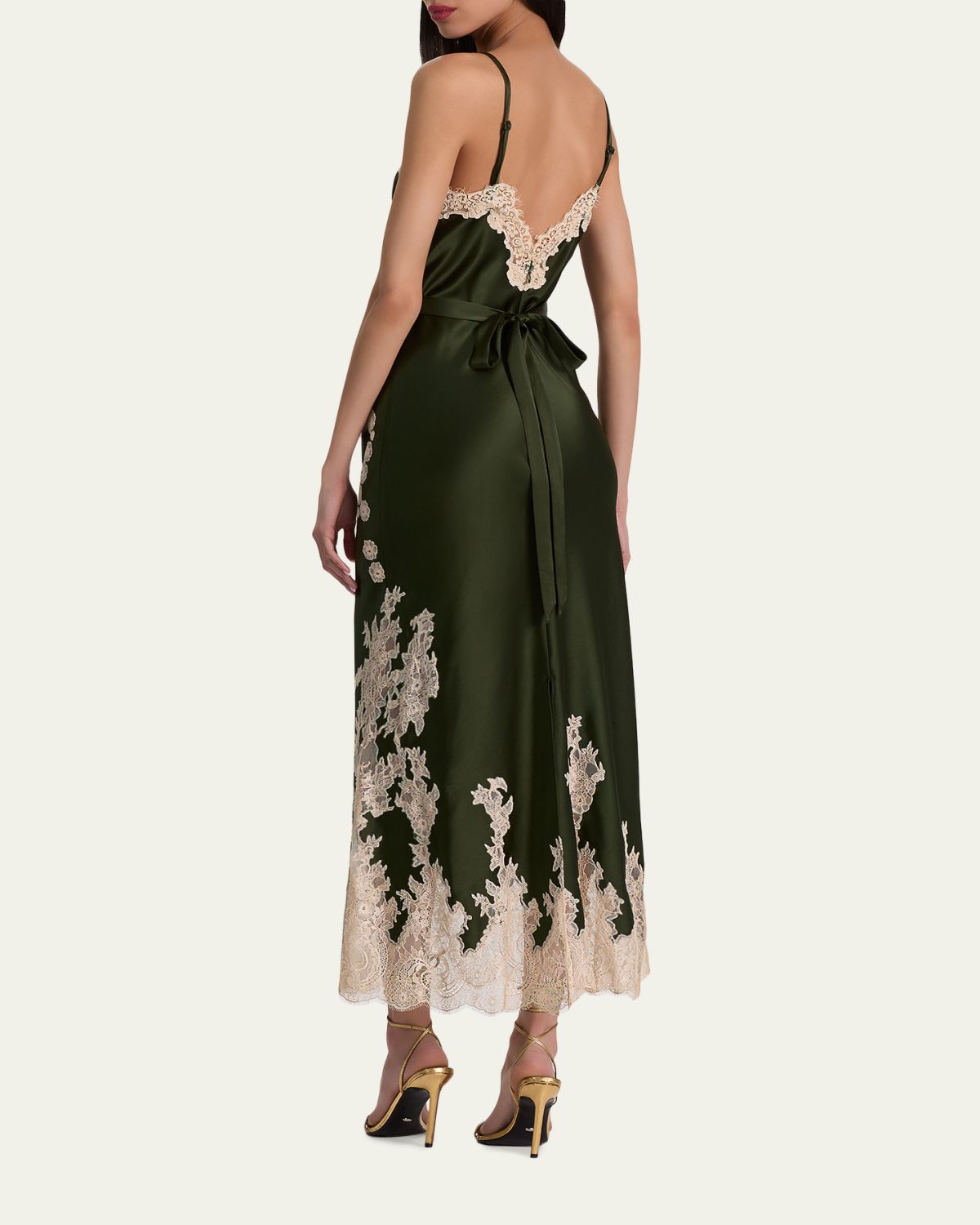 ALICE + OLIVIA Julietta Cutaway Lace-Trim Satin Dress | Thumbnail 3 ALICE + OLIVIA Julietta Cutaway Lace-Trim Satin Dress | Thumbnail 3