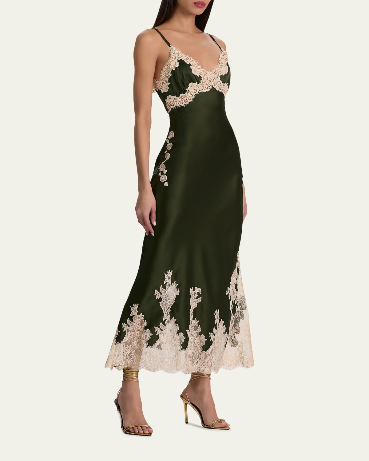ALICE + OLIVIA Julietta Cutaway Lace-Trim Satin Dress | Thumbnail 4 ALICE + OLIVIA Julietta Cutaway Lace-Trim Satin Dress | Thumbnail 4