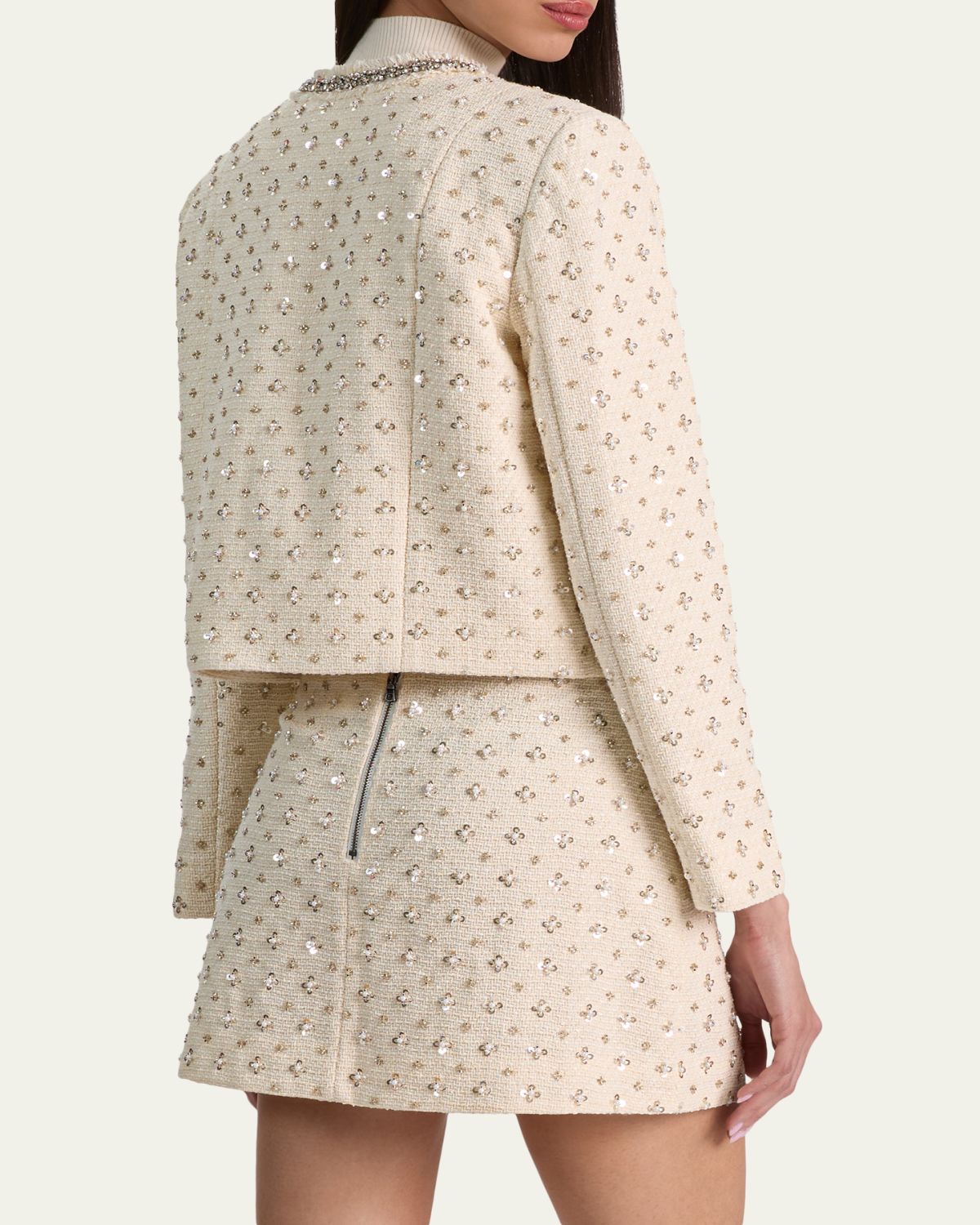 ALICE + OLIVIA Thomasina Embellished Tweed Jacket | Thumbnail 3 ALICE + OLIVIA Thomasina Embellished Tweed Jacket | Thumbnail 3