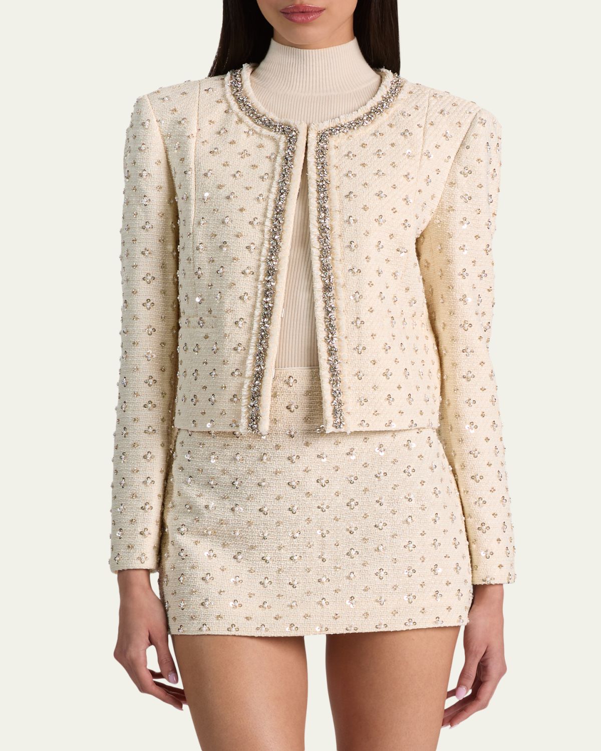 ALICE + OLIVIA Thomasina Embellished Tweed Jacket | Thumbnail 4 ALICE + OLIVIA Thomasina Embellished Tweed Jacket | Thumbnail 4