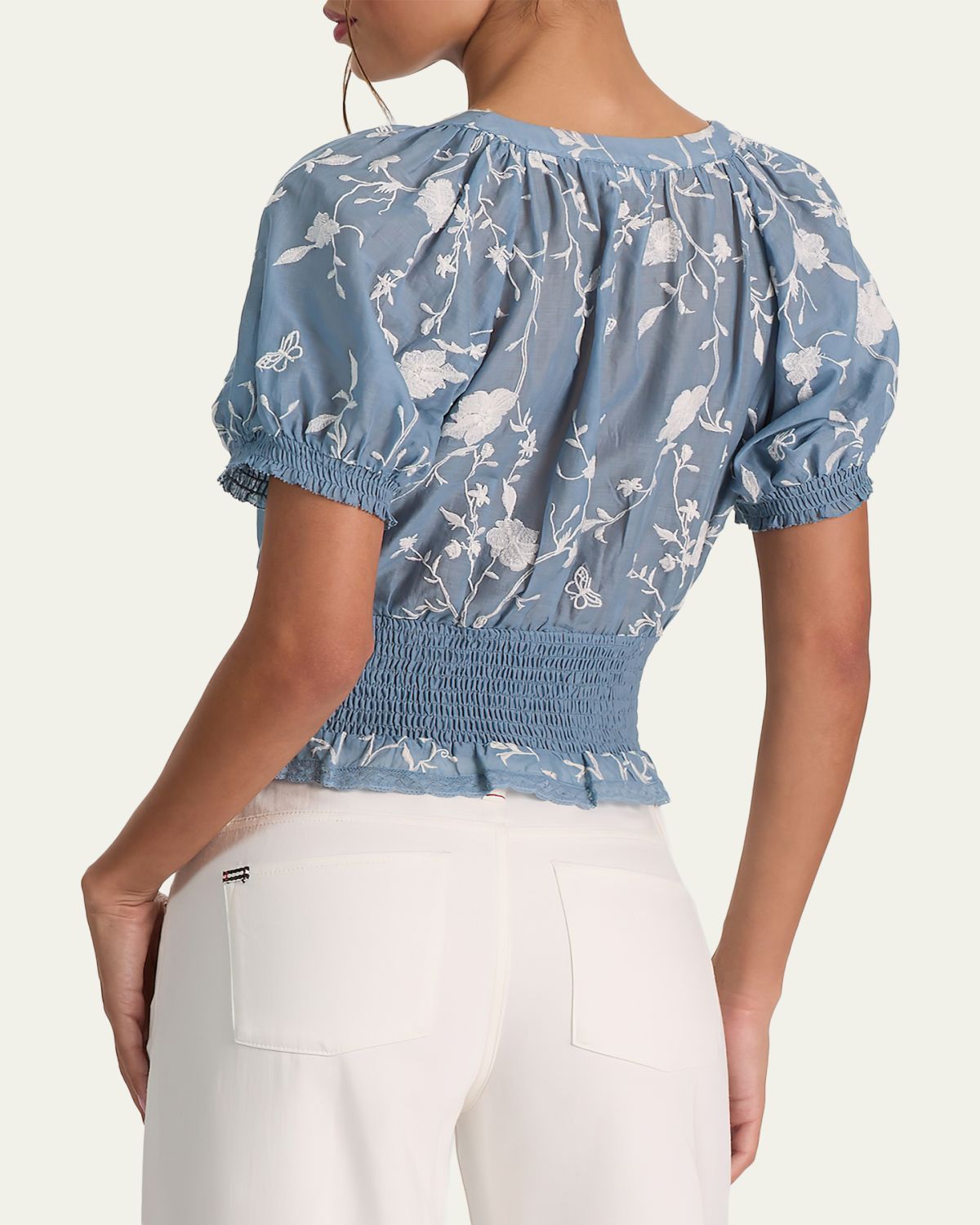 ALICE + OLIVIA Kathryn Embroidered Short-Sleeve Blouse | Thumbnail 3
