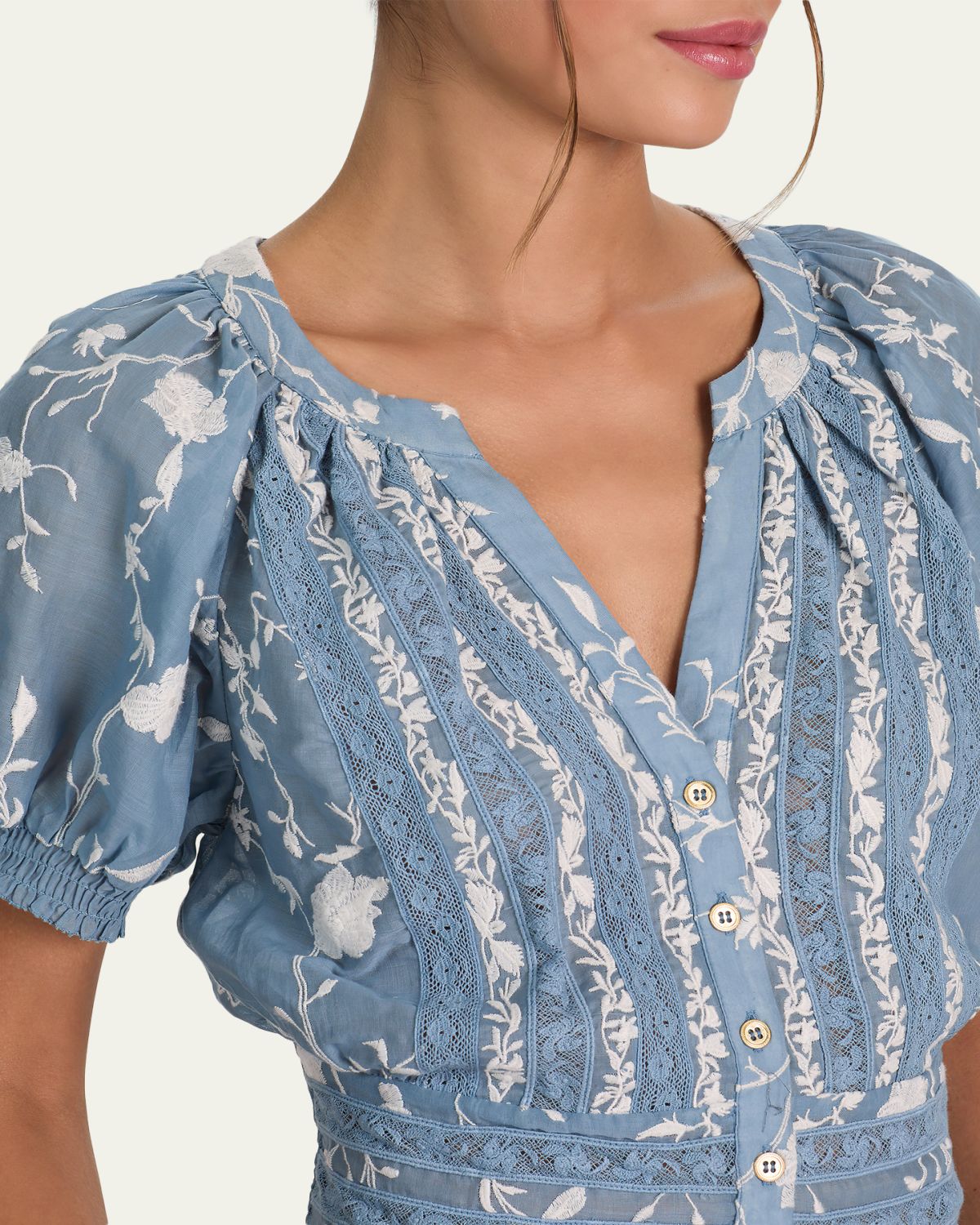 ALICE + OLIVIA Kathryn Embroidered Short-Sleeve Blouse | Thumbnail 5