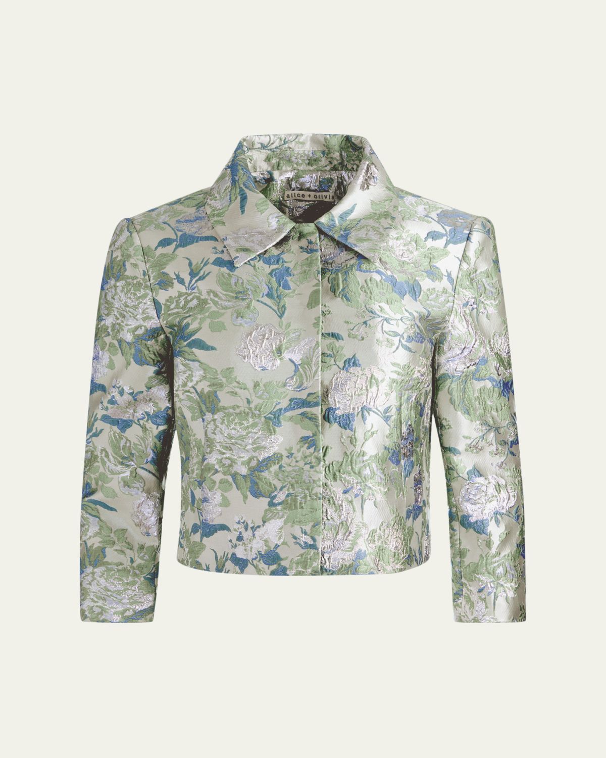 ALICE + OLIVIA Weston Metallic Jacquard Cropped Jacket