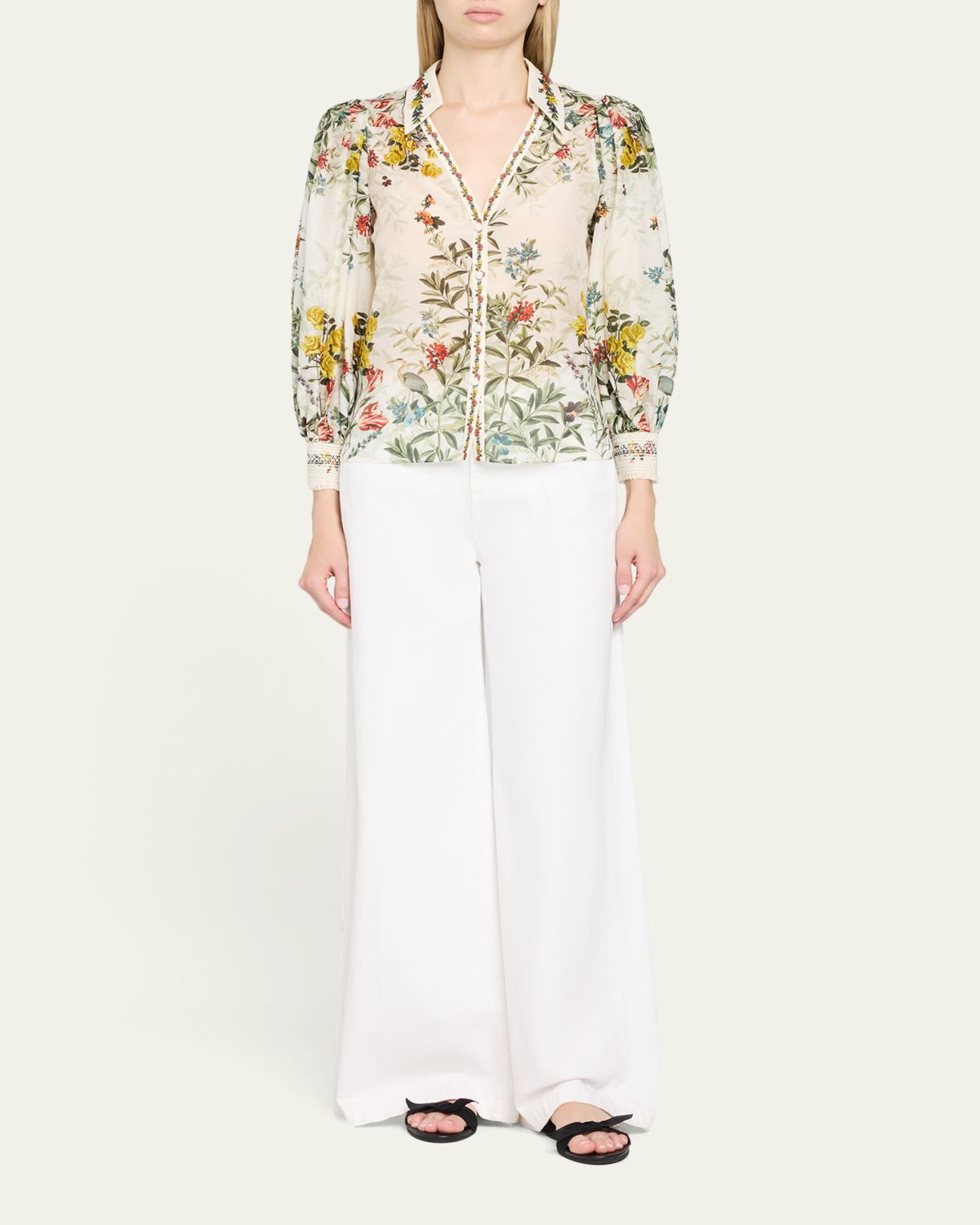 ALICE + OLIVIA Charis Floral Button-Front Blouse | Thumbnail 2 ALICE + OLIVIA Charis Floral Button-Front Blouse | Thumbnail 2