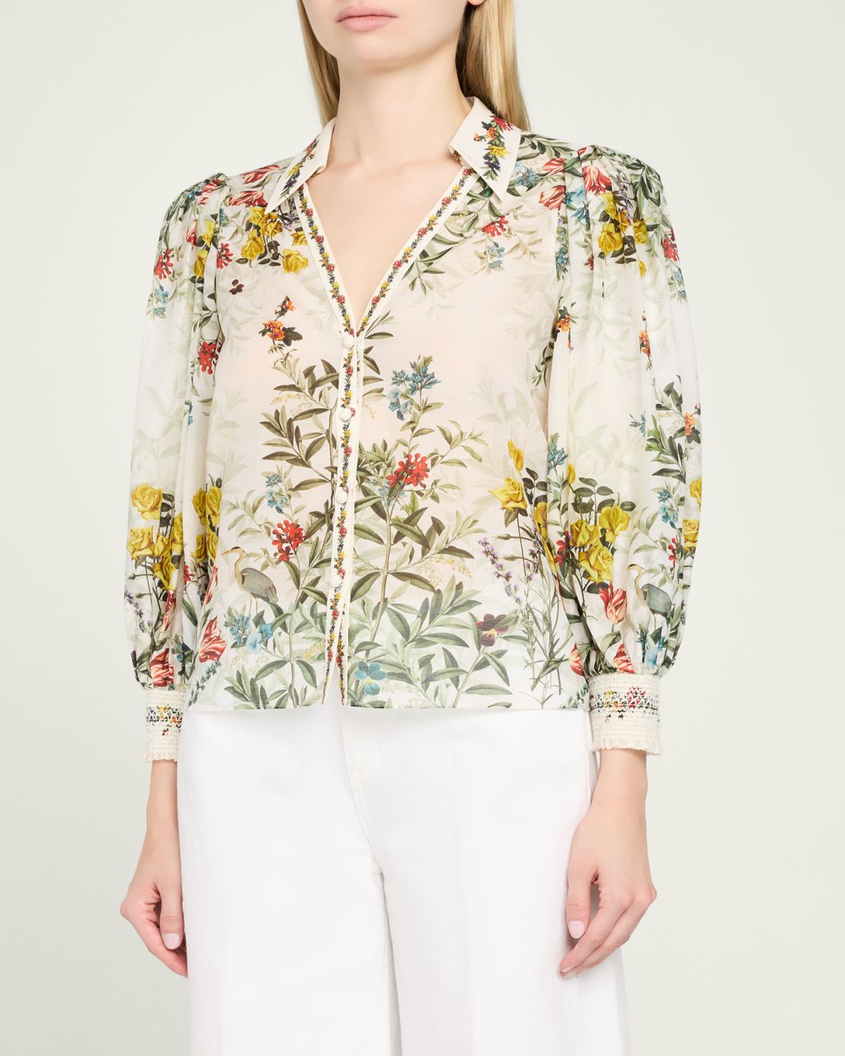 ALICE + OLIVIA Charis Floral Button-Front Blouse | Thumbnail 4 ALICE + OLIVIA Charis Floral Button-Front Blouse | Thumbnail 4