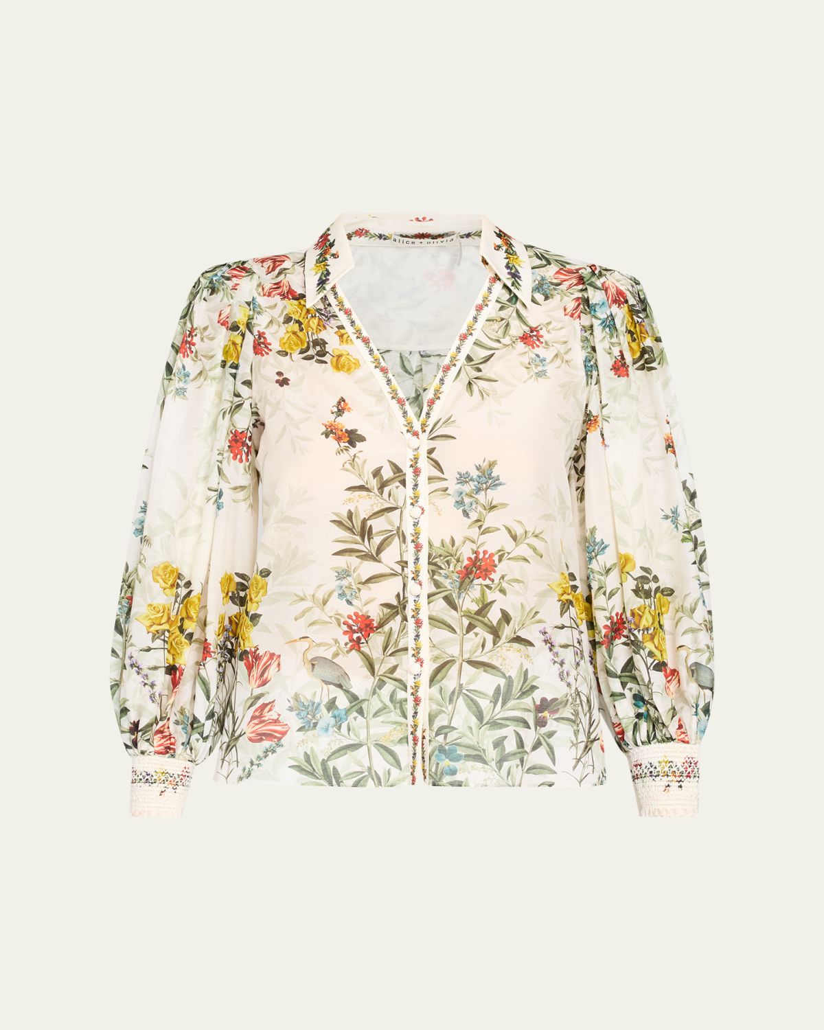 ALICE + OLIVIA Charis Floral Button-Front Blouse - Women's Clothing